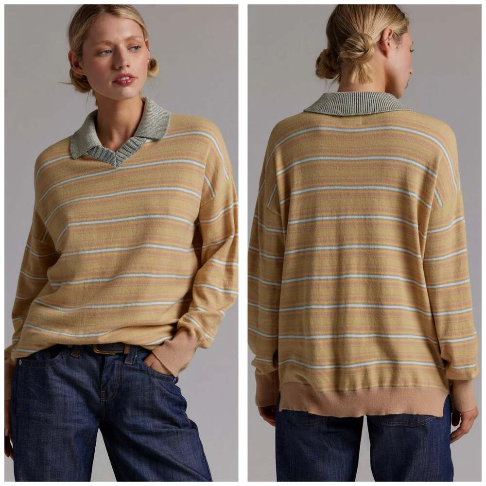 Urban Outfitters BDG Bowen Oversized Polo Sweater Size Medium Striped Soft